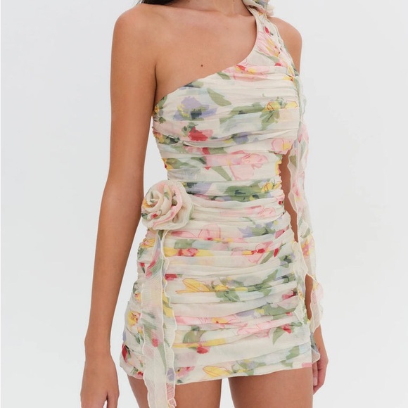 NWT For Love and Lemons Abby One Shoulder Mini Dress - Picture 2 of 4